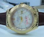 Rolex Datejust Watch / Gold Case Brown Leather Strap